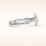 0.83 CT Oval Shaped Halo & Pave Twisted Shank Moissanite Engagement Ring