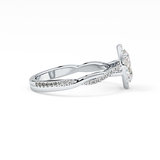 Oval Twisted Shank, Halo and Pave Lab Grown Diamond Engagement Ring