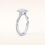 0.83 CT Oval Shaped Halo & Pave Twisted Shank Moissanite Engagement Ring