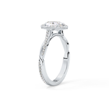 Oval Twisted Shank, Halo and Pave Lab Grown Diamond Engagement Ring