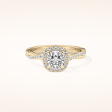 0.86 CT Cushion Shaped Halo & Pave Twisted Shank Moissanite Engagement Ring
