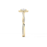 Cushion Twisted Shank, Halo and Pave Lab Grown Diamond Engagement Ring
