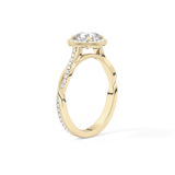 Cushion Twisted Shank, Halo and Pave Lab Grown Diamond Engagement Ring