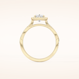 0.86 CT Cushion Shaped Halo & Pave Twisted Shank Moissanite Engagement Ring