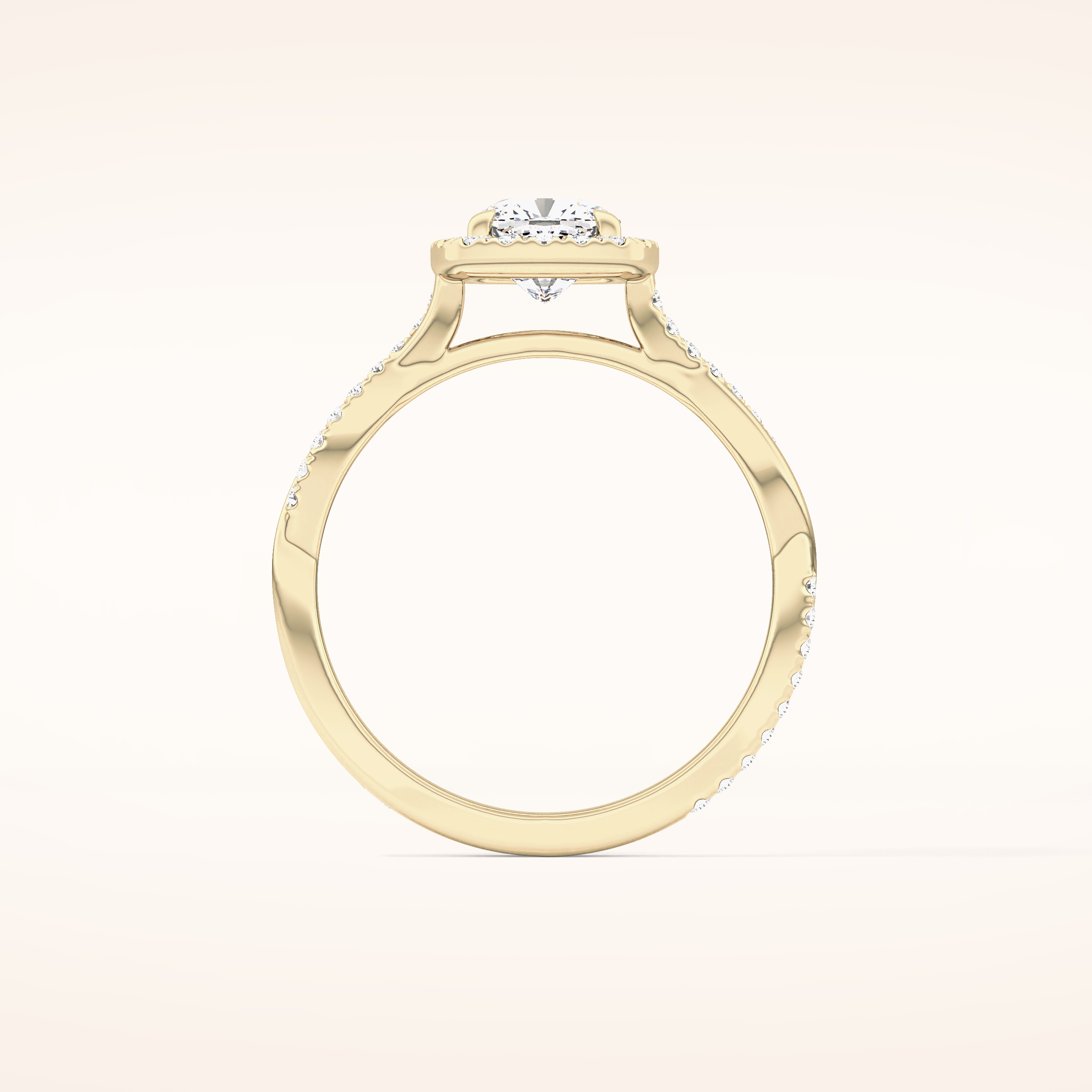 0.86 CT Cushion Shaped Halo & Pave Twisted Shank Moissanite Engagement Ring