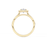 Cushion Twisted Shank, Halo and Pave Lab Grown Diamond Engagement Ring