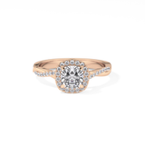 Cushion Twisted Shank, Halo and Pave Lab Grown Diamond Engagement Ring