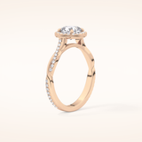 0.86 CT Cushion Shaped Halo & Pave Twisted Shank Moissanite Engagement Ring