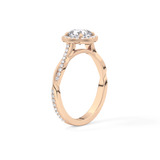 Cushion Twisted Shank, Halo and Pave Lab Grown Diamond Engagement Ring