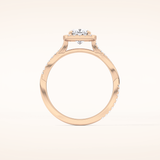 0.86 CT Cushion Shaped Halo & Pave Twisted Shank Moissanite Engagement Ring