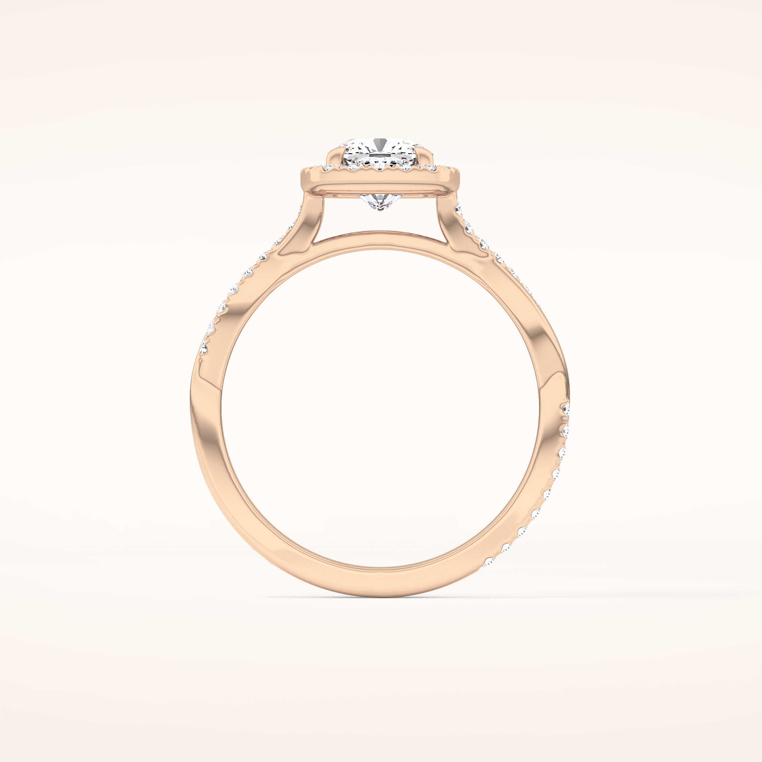 0.86 CT Cushion Shaped Halo & Pave Twisted Shank Moissanite Engagement Ring