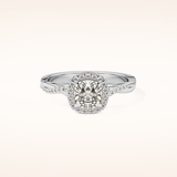 0.86 CT Cushion Shaped Halo & Pave Twisted Shank Moissanite Engagement Ring