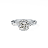 Cushion Twisted Shank, Halo and Pave Lab Grown Diamond Engagement Ring