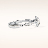0.86 CT Cushion Shaped Halo & Pave Twisted Shank Moissanite Engagement Ring