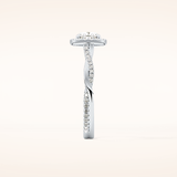 0.86 CT Cushion Shaped Halo & Pave Twisted Shank Moissanite Engagement Ring