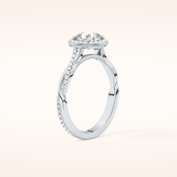 0.86 CT Cushion Shaped Halo & Pave Twisted Shank Moissanite Engagement Ring