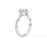Cushion Twisted Shank, Halo and Pave Lab Grown Diamond Engagement Ring