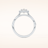 0.86 CT Cushion Shaped Halo & Pave Twisted Shank Moissanite Engagement Ring