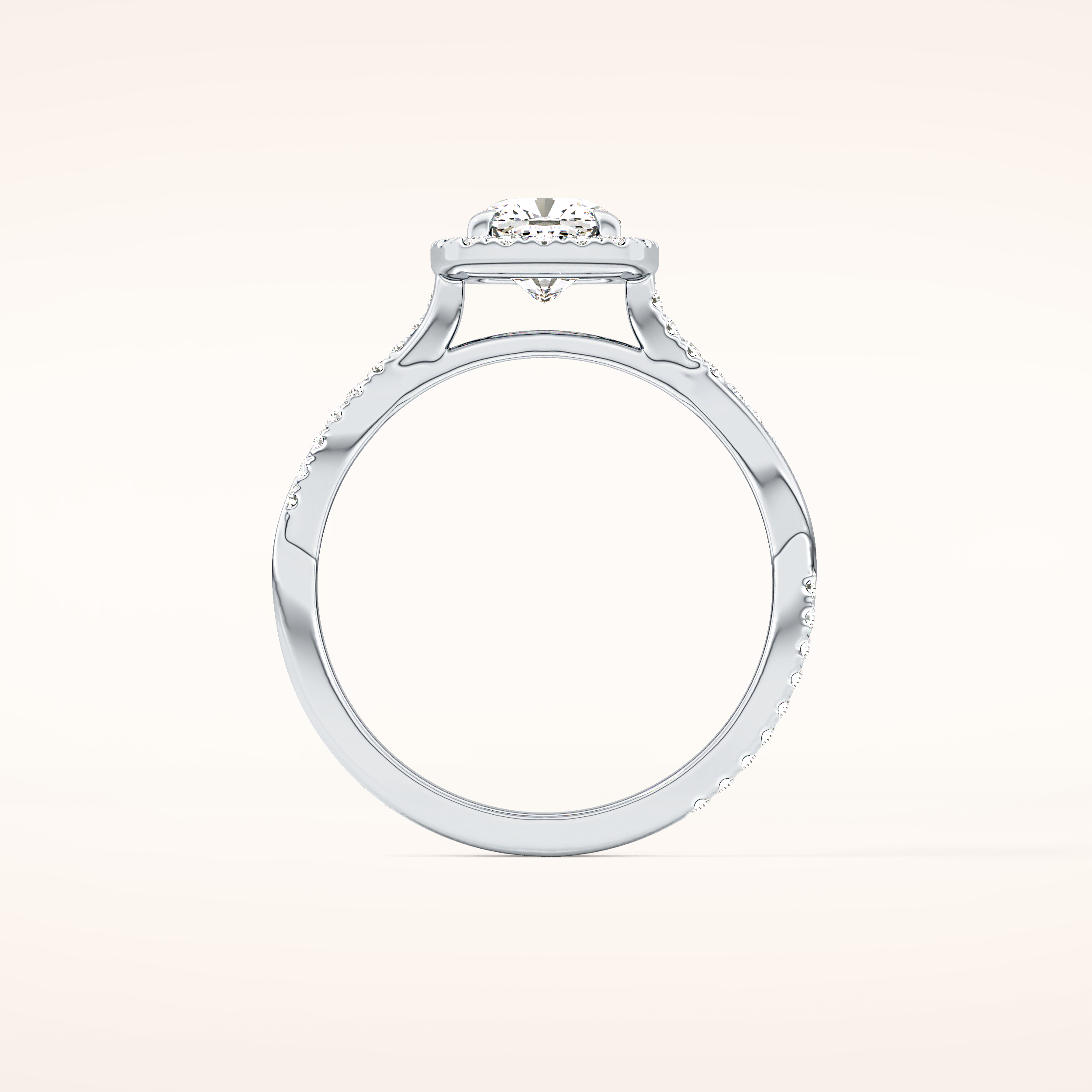 0.86 CT Cushion Shaped Halo & Pave Twisted Shank Moissanite Engagement Ring