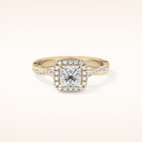 0.78 CT Princess Shaped Halo & Pave Twisted Shank Moissanite Engagement Ring