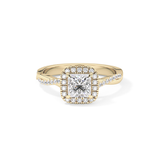 Princess Twisted Shank, Halo and Pave Lab Grown Diamond Engagement Ring