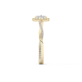 Princess Twisted Shank, Halo and Pave Lab Grown Diamond Engagement Ring