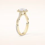 0.78 CT Princess Shaped Halo & Pave Twisted Shank Moissanite Engagement Ring