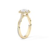Princess Twisted Shank, Halo and Pave Lab Grown Diamond Engagement Ring