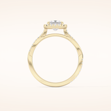 0.78 CT Princess Shaped Halo & Pave Twisted Shank Moissanite Engagement Ring