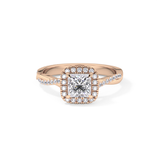 Princess Twisted Shank, Halo and Pave Lab Grown Diamond Engagement Ring