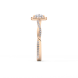 Princess Twisted Shank, Halo and Pave Lab Grown Diamond Engagement Ring