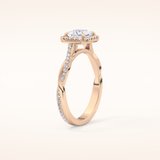 0.78 CT Princess Shaped Halo & Pave Twisted Shank Moissanite Engagement Ring