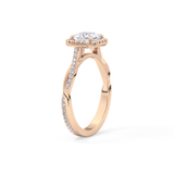 Princess Twisted Shank, Halo and Pave Lab Grown Diamond Engagement Ring