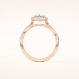 0.78 CT Princess Shaped Halo & Pave Twisted Shank Moissanite Engagement Ring