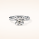 0.78 CT Princess Shaped Halo & Pave Twisted Shank Moissanite Engagement Ring