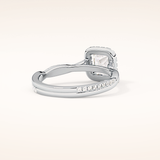 0.78 CT Princess Shaped Halo & Pave Twisted Shank Moissanite Engagement Ring