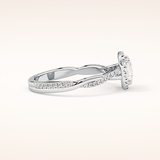 0.78 CT Princess Shaped Halo & Pave Twisted Shank Moissanite Engagement Ring