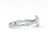 Princess Twisted Shank, Halo and Pave Lab Grown Diamond Engagement Ring