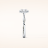 0.78 CT Princess Shaped Halo & Pave Twisted Shank Moissanite Engagement Ring
