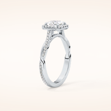 0.78 CT Princess Shaped Halo & Pave Twisted Shank Moissanite Engagement Ring