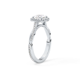 Princess Twisted Shank, Halo and Pave Lab Grown Diamond Engagement Ring