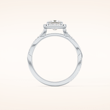 0.78 CT Princess Shaped Halo & Pave Twisted Shank Moissanite Engagement Ring