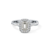 Emerald Twisted Shank, Halo and Pave Lab Grown Diamond Engagement Ring