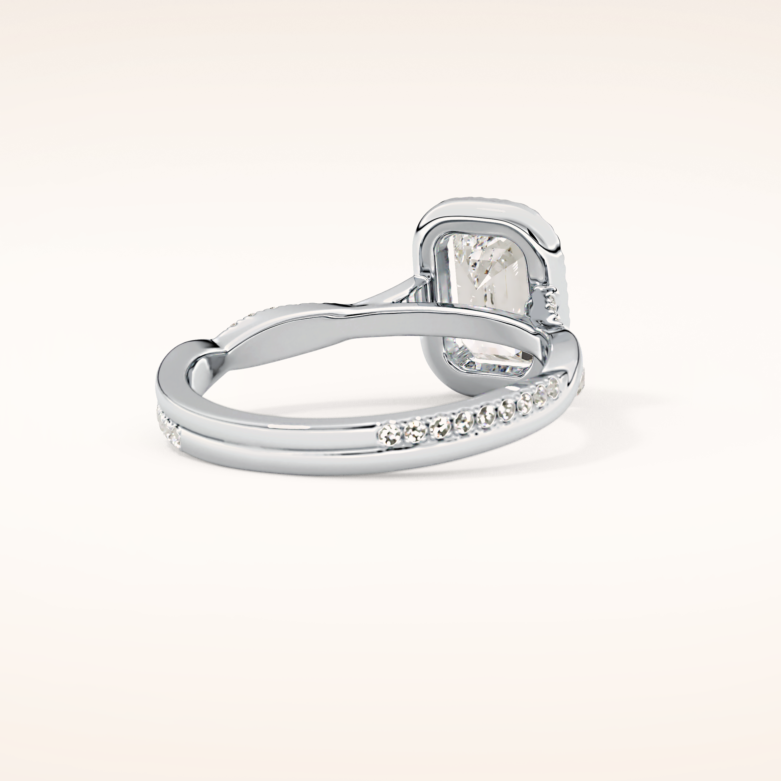 1.02 CT Emerald Shaped Halo & Pave Twisted Shank Moissanite Engagement Ring