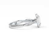 Emerald Twisted Shank, Halo and Pave Lab Grown Diamond Engagement Ring