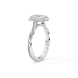 Emerald Twisted Shank, Halo and Pave Lab Grown Diamond Engagement Ring