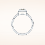 1.02 CT Emerald Shaped Halo & Pave Twisted Shank Moissanite Engagement Ring