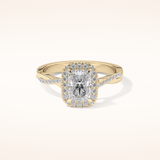 1.21 CT Radiant Shaped Halo & Pave Twisted Shank Moissanite Engagement Ring