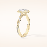 1.21 CT Radiant Shaped Halo & Pave Twisted Shank Moissanite Engagement Ring