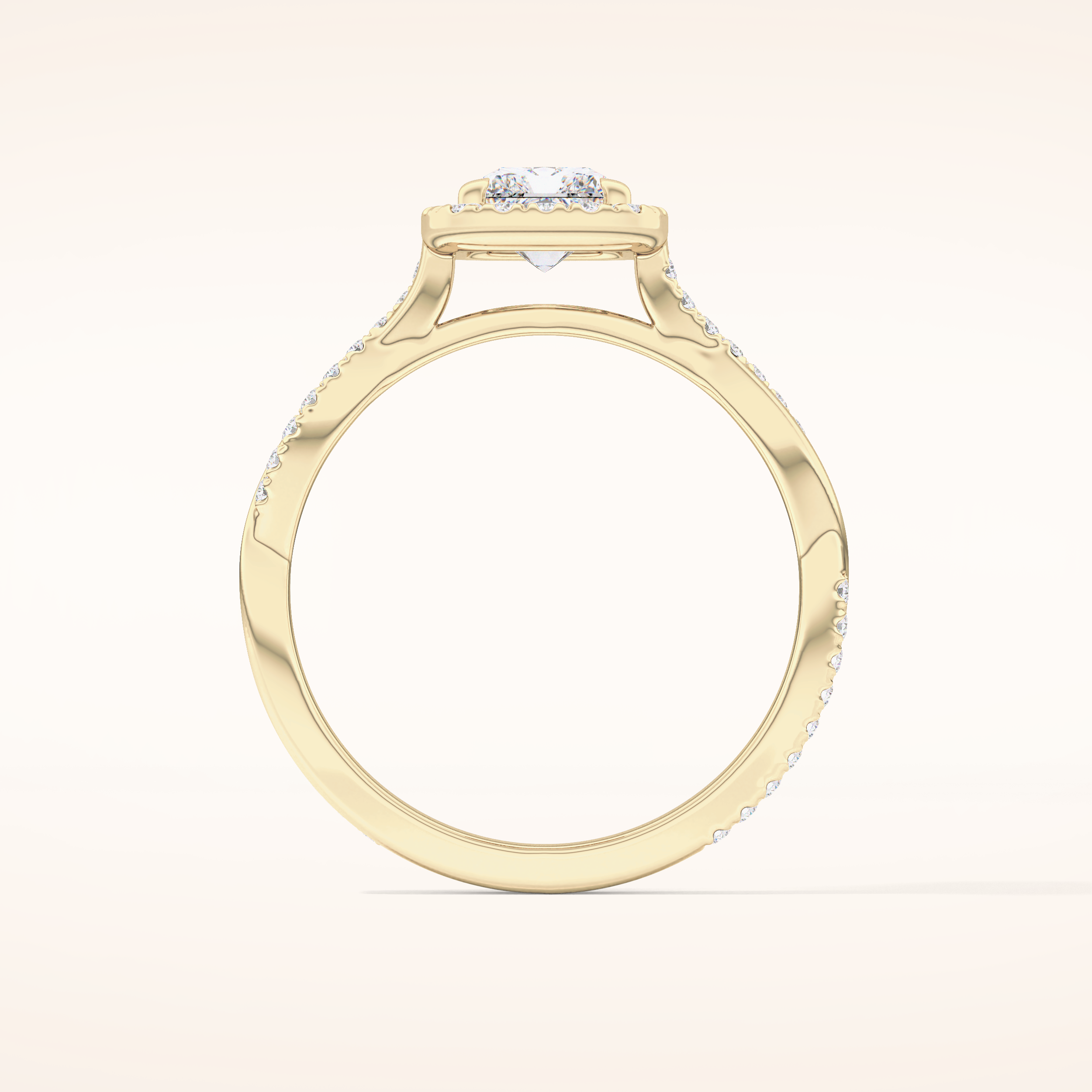 1.21 CT Radiant Shaped Halo & Pave Twisted Shank Moissanite Engagement Ring
